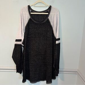Torrid Black & Gray Burnout Long Sleeve Baseball Tee Size 6X